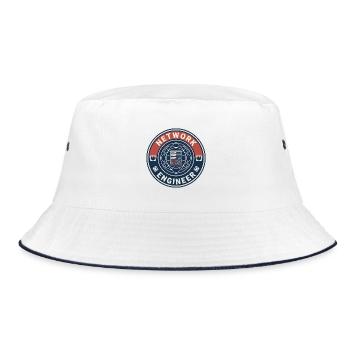 Vintage Network Engineer Server-Rack-Topologie-Topologie oben - Bucket Hat - Weiß/Navy - Vorne