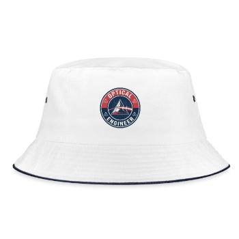 Vintage Optical Engineer Prisma-Laser-Linsenabzeichen - Bucket Hat - Weiß/Navy - Vorne