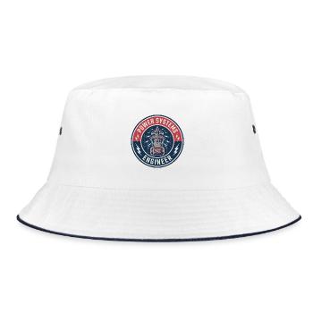 Vintage Power Systems Engineer Elektromastendecke - Bucket Hat - Weiß/Navy - Vorne