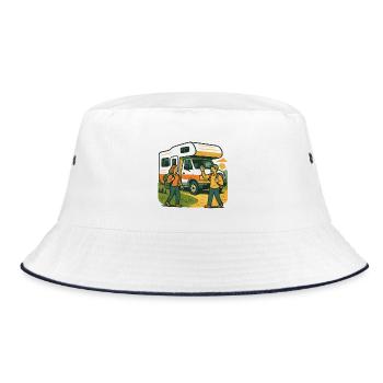 Geschenk für die erste Wohnmobilreise - Bucket Hat - Weiß/Navy - Vorne