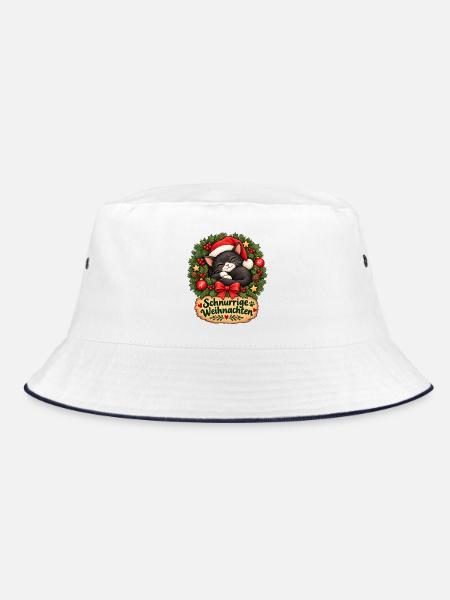 Schnurrige_Weihnachten - Bucket Hat - Weiß/Navy