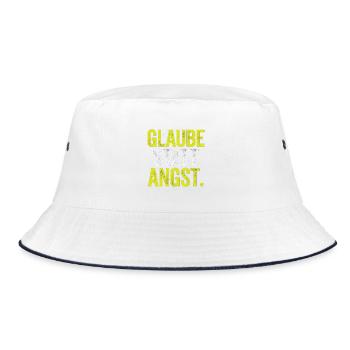 Glaube statt Angst – Markus 5,36 - Bucket Hat - Weiß/Navy - Vorne