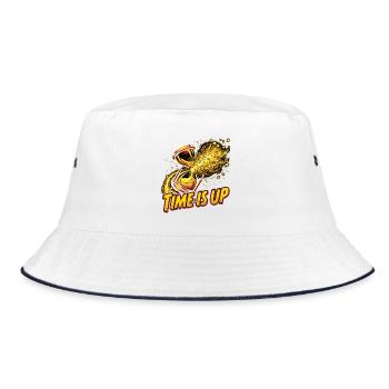 Time Is Up – Explodierende Sanduhr Comic Style    - Bucket Hat - Weiß/Navy - Vorne