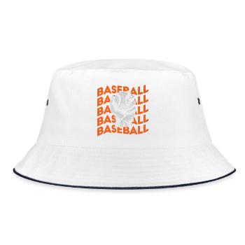  Baseball Softball Baseball Baseballspieler - Bucket Hat - Weiß/Navy - Vorne