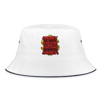 Geld ist nicht alles, Zitat Tee - Bucket Hat - Weiß/Navy - Vorne