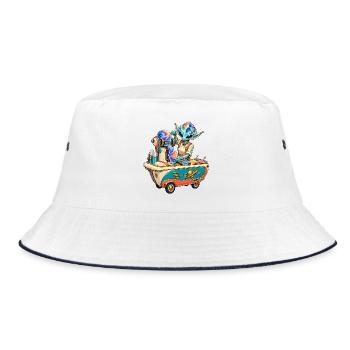 Galaktischer Eiszauber Barkeeper - Bucket Hat - Weiß/Navy - Vorne