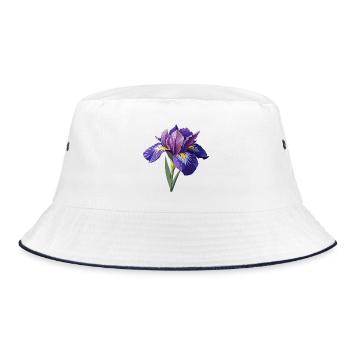 Irisblume - Bucket Hat - Weiß/Navy - Vorne