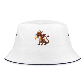 Feuerspeiender Drache - Bucket Hat - Weiß/Navy - Vorne