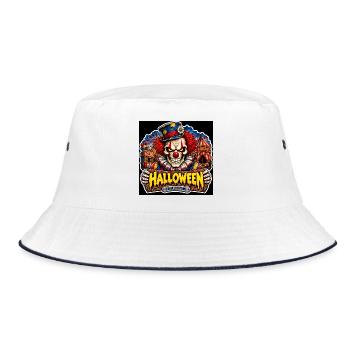 SkullCostume Halloween Edition: Der Killerclown - Bucket Hat - Weiß/Navy - Vorne
