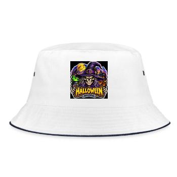 SkullCostume – Halloween-Ausgabe: Die Hexe - Bucket Hat - Weiß/Navy - Vorne