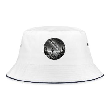 Nachtwanderer unter Milchstraße - Bucket Hat - Weiß/Navy - Vorne
