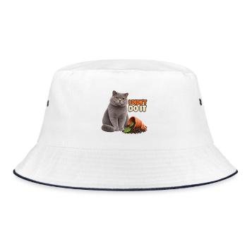 I Didn't Do It – Unschuldige Katze - Bucket Hat - Weiß/Navy - Vorne