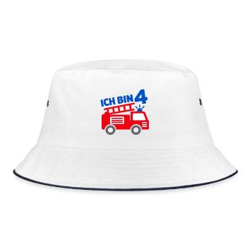 Ich bin 4 Feuerwehr - Bucket Hat - Weiß/Navy - Vorne