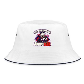 Halloween-Vampir – Ich sauge nur noch, Akkus leer - Bucket Hat - Weiß/Navy - Vorne