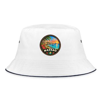 Nassau Bahamas Strand Urlaub Tauchen Korallenriff - Bucket Hat - Weiß/Navy - Vorne