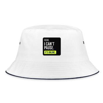 Mama, ich kann nicht pausieren. Es ist online. - Bucket Hat - Weiß/Navy - Vorne