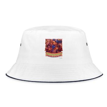 Ameise MALÚ Saxophon Retro Café Jazz Musik Pop Art - Bucket Hat - Weiß/Navy - Vorne