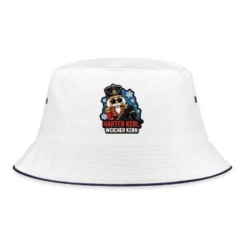 Harter Kerl weicher Kern Nussknacker Cool Shirt - Bucket Hat - Weiß/Navy - Vorne