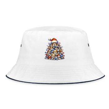 🎁 Weihnachtswelpenbaum - Bucket Hat - Weiß/Navy - Vorne