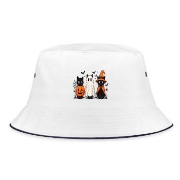 Drei Schrecklich Süße Katzen Halloween - Bucket Hat - Weiß/Navy - Vorne