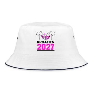 2027 Kroatien - Bucket Hat - Weiß/Navy - Vorne