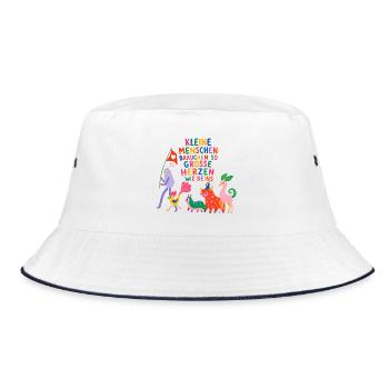 Kleine Menschen brauchen so große Herzen wie deins - Bucket Hat - Weiß/Navy - Vorne