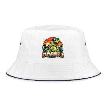  Papasaurus Dinosaurier T-rex Retro - Bucket Hat - Weiß/Navy - Vorne