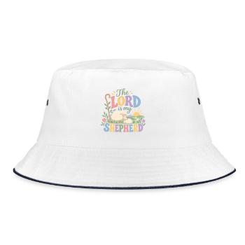 Der Herr ist mein Hirte - Bucket Hat - Weiß/Navy - Vorne