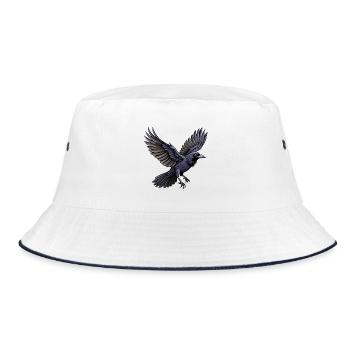 Fliegender Amerikanischer Krähenvogel - Bucket Hat - Weiß/Navy - Vorne