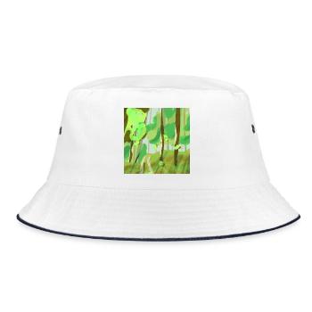 Waldlandschaft in Grüntönen - Bucket Hat - Weiß/Navy - Vorne