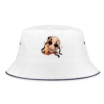 Gruselige Maske mit Kerze - Bucket Hat - Weiß/Navy - Vorne