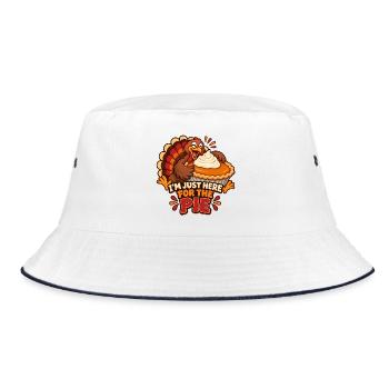 Verspielter Truthahnkuchen-Zinger - Bucket Hat - Weiß/Navy - Vorne