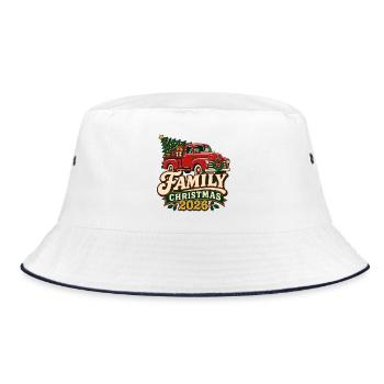 Familien-Weihnachts-2026 Vintage-Truck - Bucket Hat - Weiß/Navy - Vorne