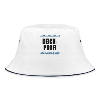 Deich-Profi – Spaziergang läuft (Nordsee) - Bucket Hat - Weiß/Navy - Vorne