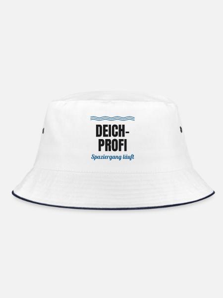 Deich-Profi – Spaziergang läuft (Nordsee) - Bucket Hat - Weiß/Navy