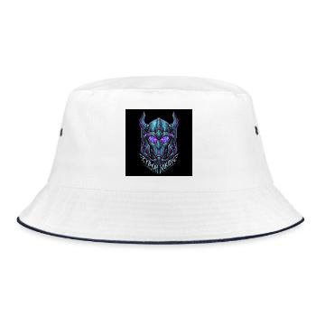 Cyberpunk Viking Helm - Bucket Hat - Weiß/Navy - Vorne