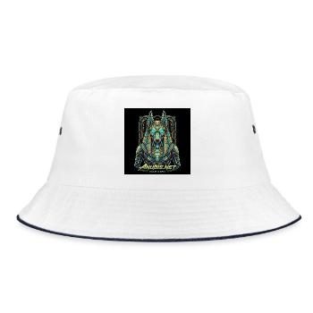 Cyberpunk Anubis Neo God - Bucket Hat - Weiß/Navy - Vorne