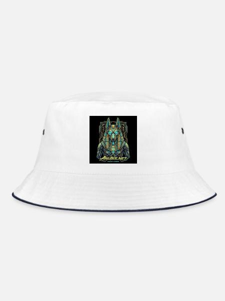 Cyberpunk Anubis Neo God - Bucket Hat - Weiß/Navy