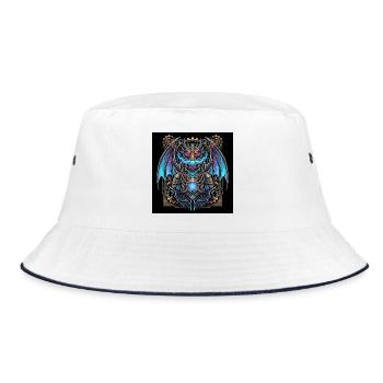 Mechanical Steampunk Dragon - Bucket Hat - Weiß/Navy - Vorne