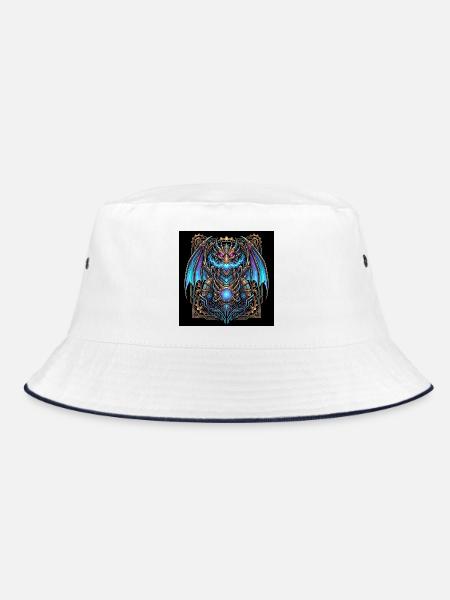 Mechanical Steampunk Dragon - Bucket Hat - Weiß/Navy