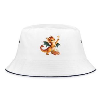 Sanfter Sternendrache - Bucket Hat - Weiß/Navy - Vorne