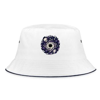 Schwarzes Loch Planet Weltraum Sci-Fi Vektor Shirt - Bucket Hat - Weiß/Navy - Vorne