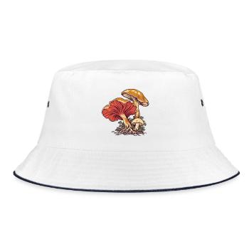 Pilzkiemen und -kappen - Bucket Hat - Weiß/Navy - Vorne
