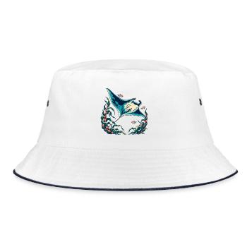 Ozeanstrahl unter Kelp - Bucket Hat - Weiß/Navy - Vorne