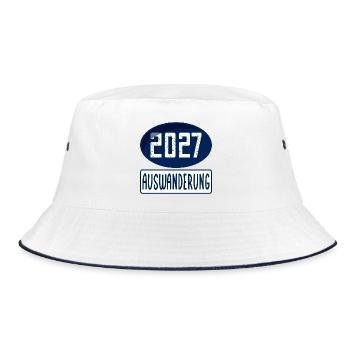 Auswanderung 2027 - Bucket Hat - Weiß/Navy - Vorne