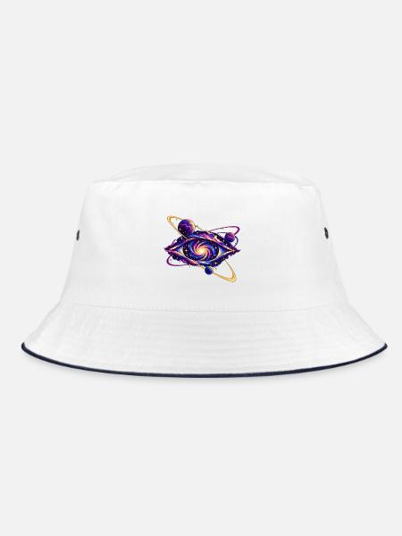 Umlaufbahnen um ein kosmisches Auge - Bucket Hat - Weiß/Navy