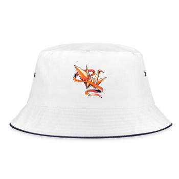 Papierkranich in einer Bandbrise - Bucket Hat - Weiß/Navy - Vorne