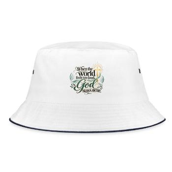 Wenn die Welt laut wird, Gott bleibt nah - Bucket Hat - Weiß/Navy - Vorne