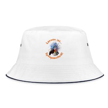 Krallo Kreisch™: Lernen ist Synapsenthrill - Bucket Hat - Weiß/Navy - Vorne