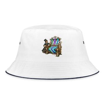 Aurora-Steampunk Webstuhl - Bucket Hat - Weiß/Navy - Vorne